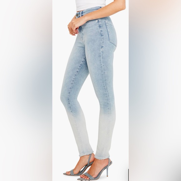 GOOD AMERICAN Good Waist Raw Hem Gradient Skinny Jeans Indigo 663 Size 10/30 - Picture 3 of 8